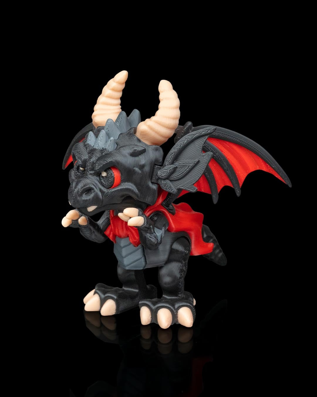 Night Fang Dragon Figurine – Dracoween Vampire Dragon Statue | Gothic Halloween Dragon Collectible | Fantasy Horror Home Décor (15cm)