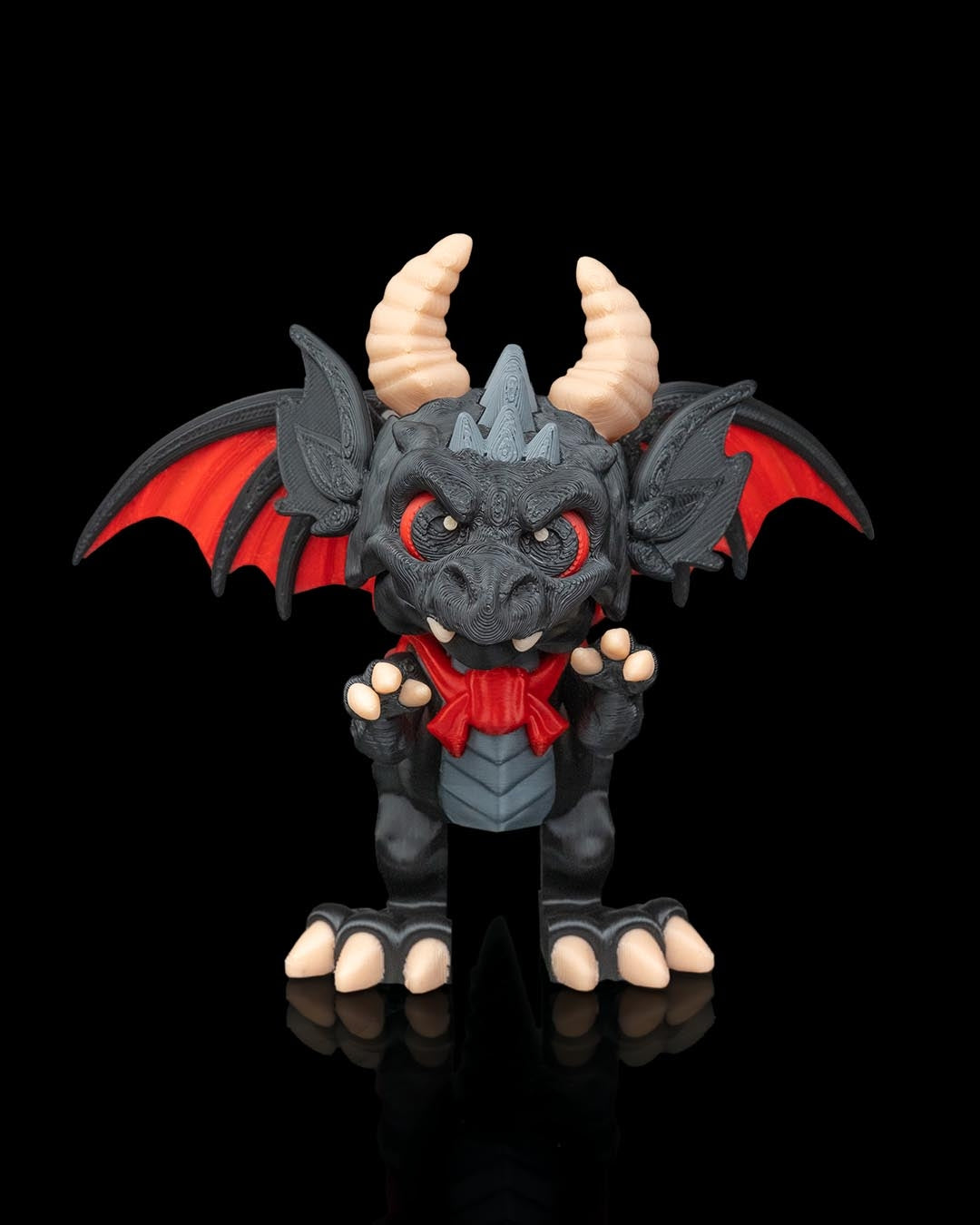 Night Fang Dragon Figurine – Dracoween Vampire Dragon Statue | Gothic Halloween Dragon Collectible | Fantasy Horror Home Décor (15cm)