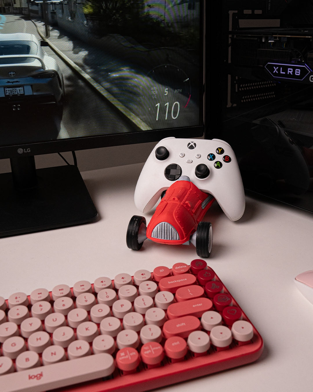 Racing Car Controller Holder – Retro Red Racer Stand for PS5, Xbox & More