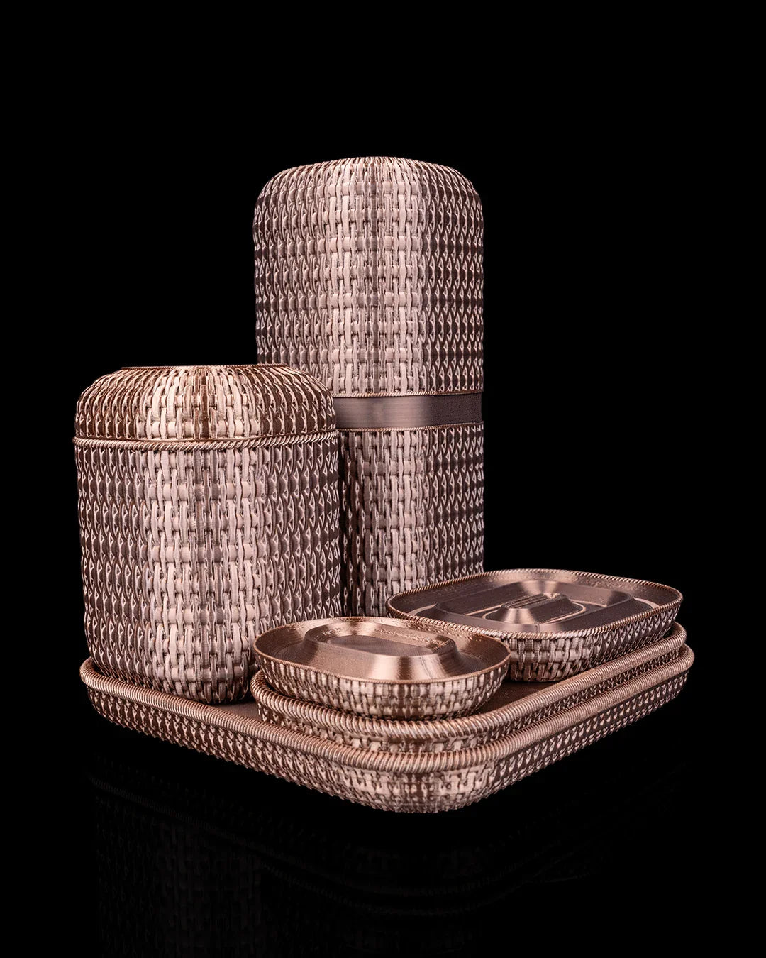 Rattan Retreat – Textured Bath Organizer Set for a Natural Touch - Fusion Layer 3D