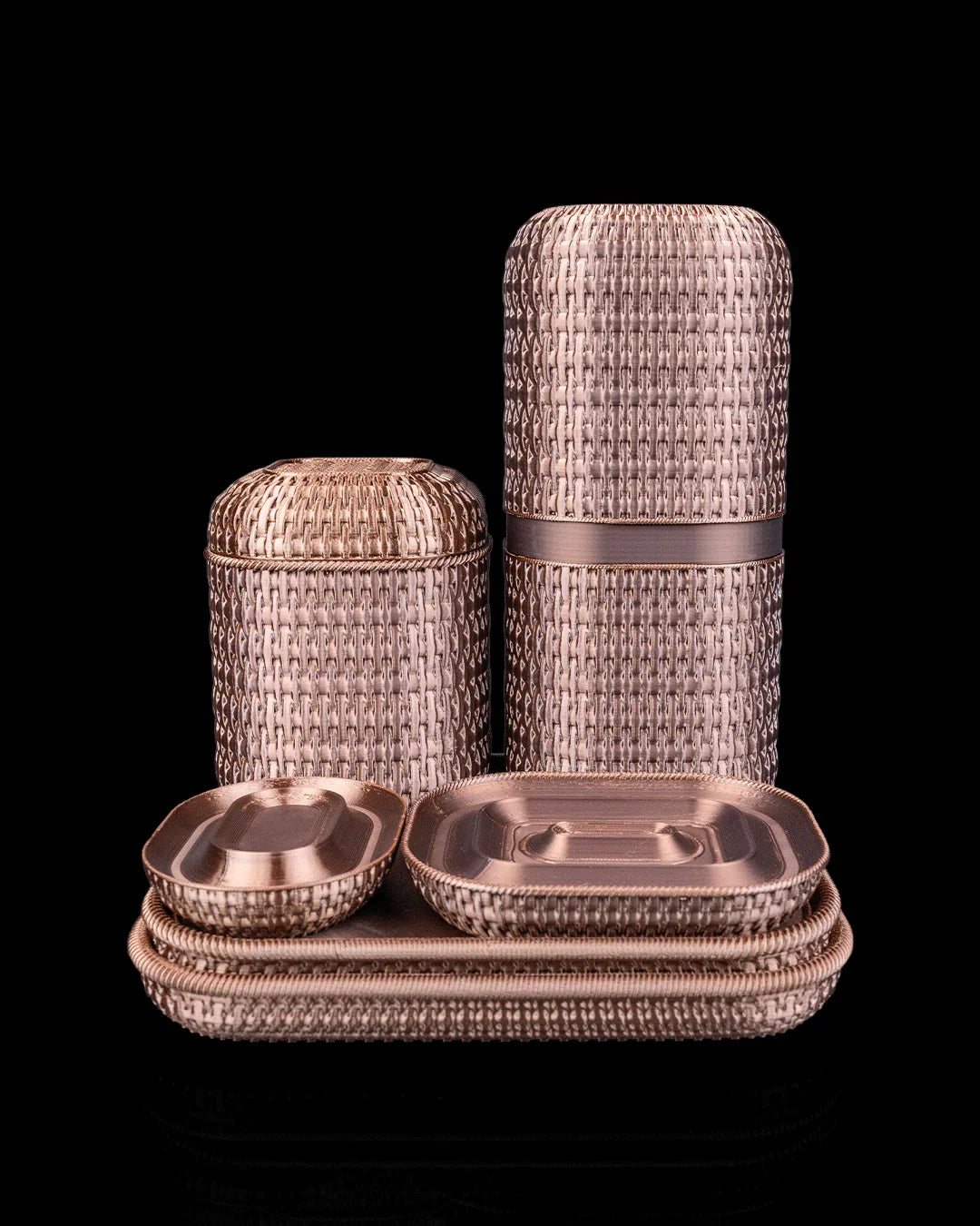 Rattan Retreat – Textured Bath Organizer Set for a Natural Touch - Fusion Layer 3D