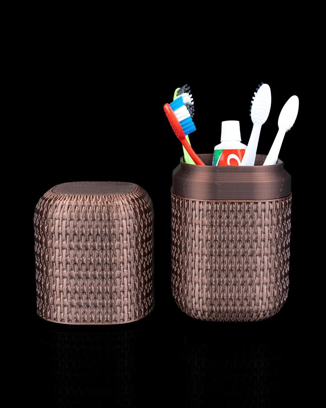 Rattan Retreat – Textured Bath Organizer Set for a Natural Touch - Fusion Layer 3D
