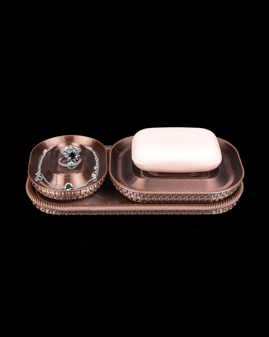 Rattan Retreat – Textured Bath Organizer Set for a Natural Touch - Fusion Layer 3D