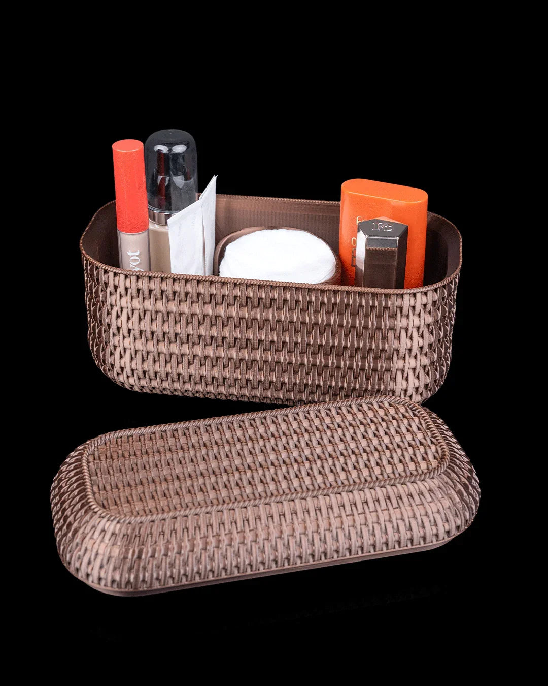 Rattan Retreat – Textured Bath Organizer Set for a Natural Touch - Fusion Layer 3D