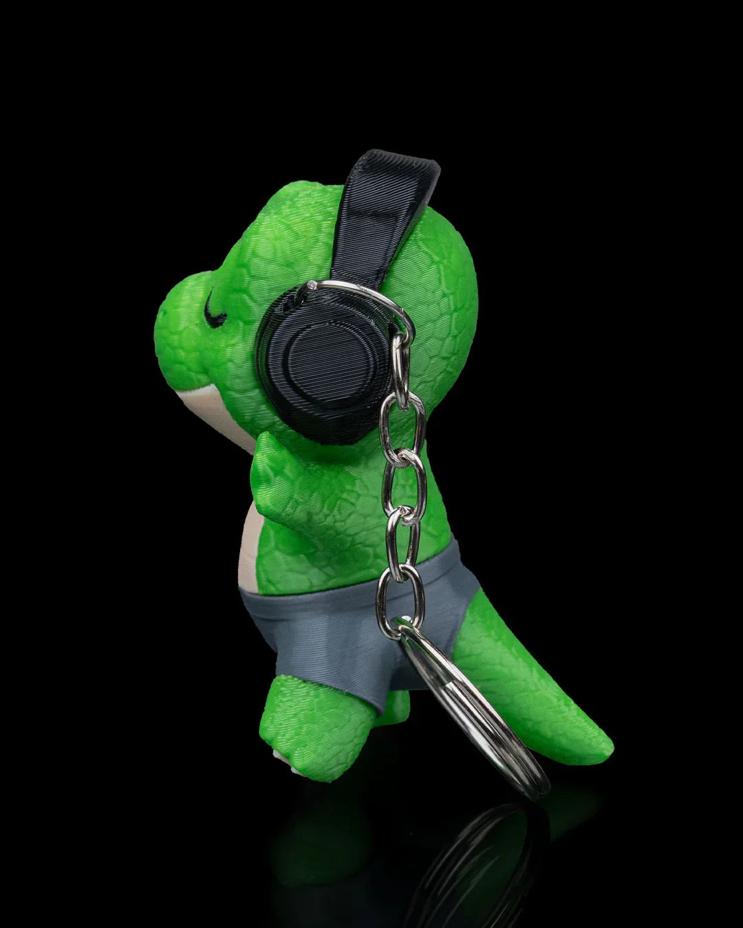 Rock 'n' Rawr Dino Keychain – Chill T-Rex with Headphones - Fusion Layer 3D