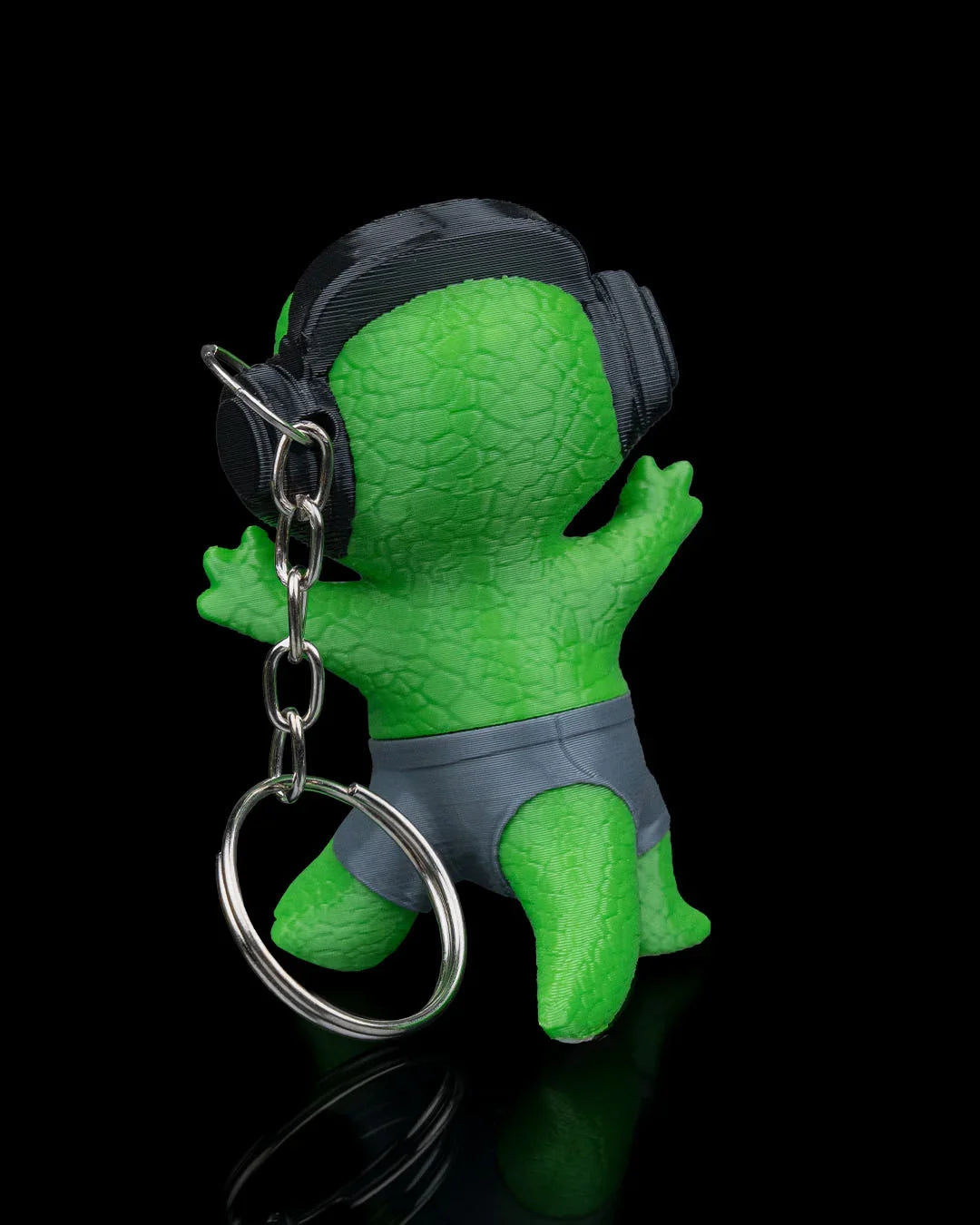 Rock 'n' Rawr Dino Keychain – Chill T-Rex with Headphones - Fusion Layer 3D