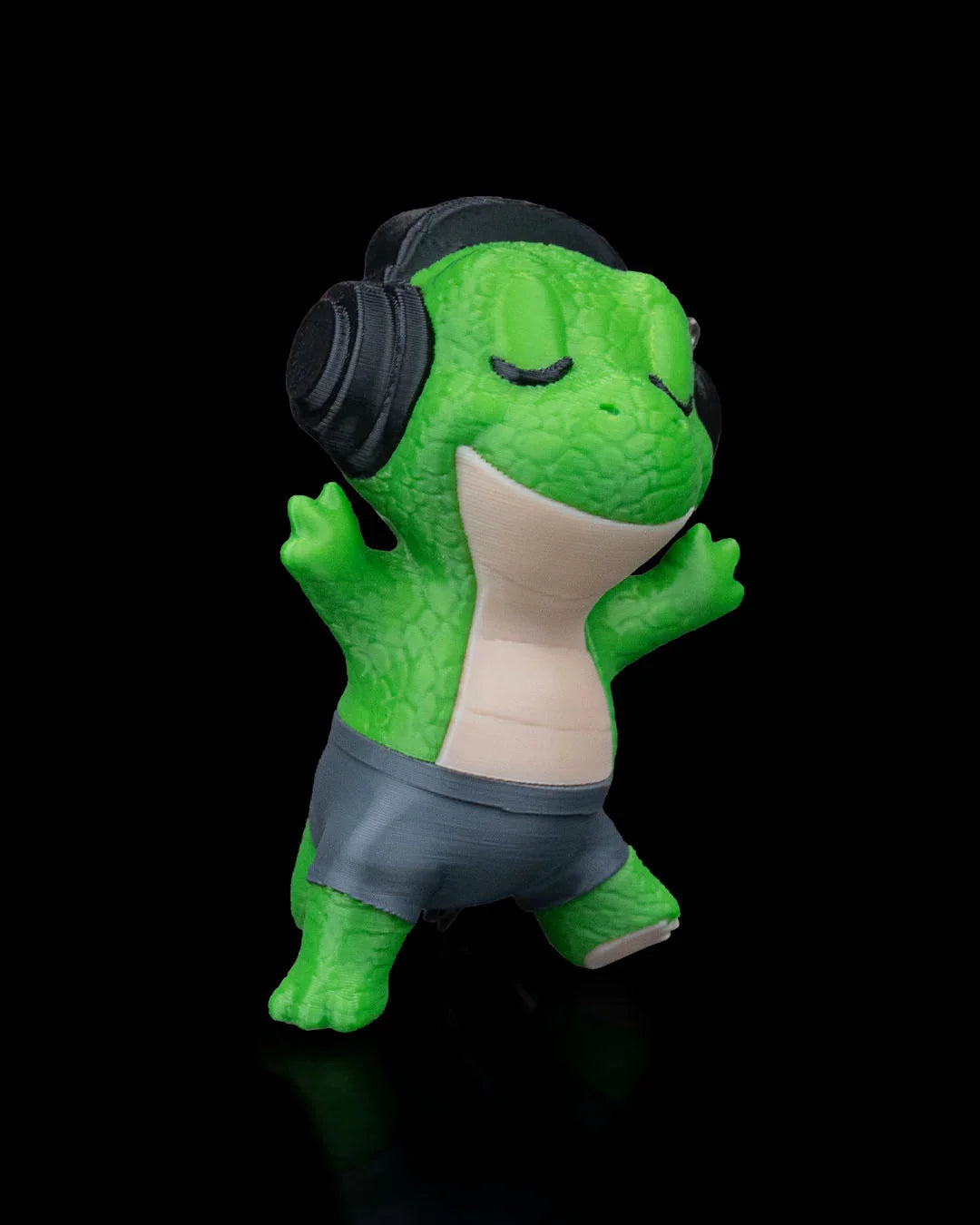 Rock 'n' Rawr Dino Keychain – Chill T-Rex with Headphones - Fusion Layer 3D