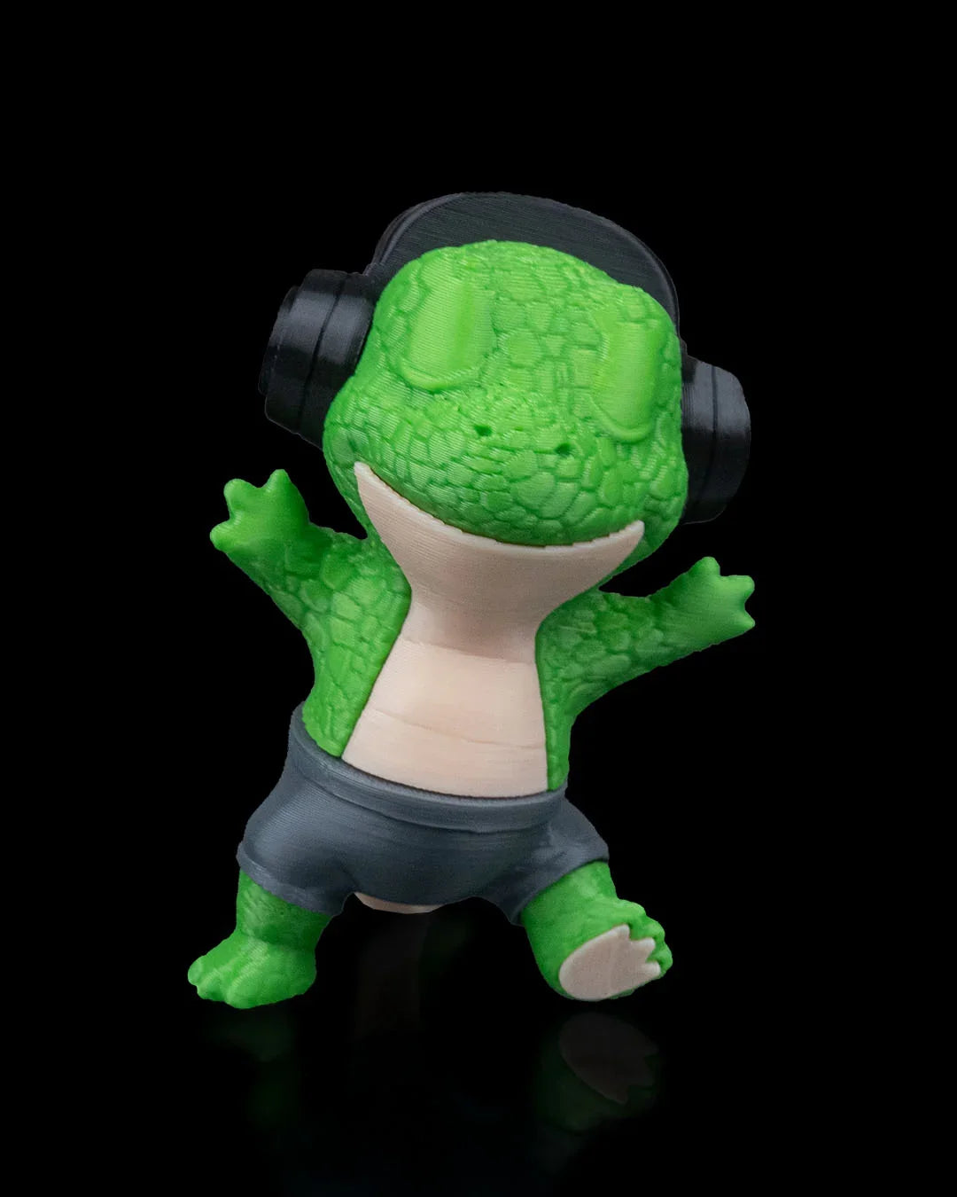 Rock 'n' Rawr Dino Keychain – Chill T-Rex with Headphones - Fusion Layer 3D