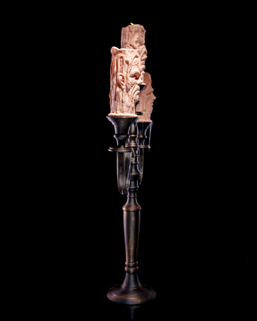 Soul-Lit Candelabra Haunted Triple Candle Display