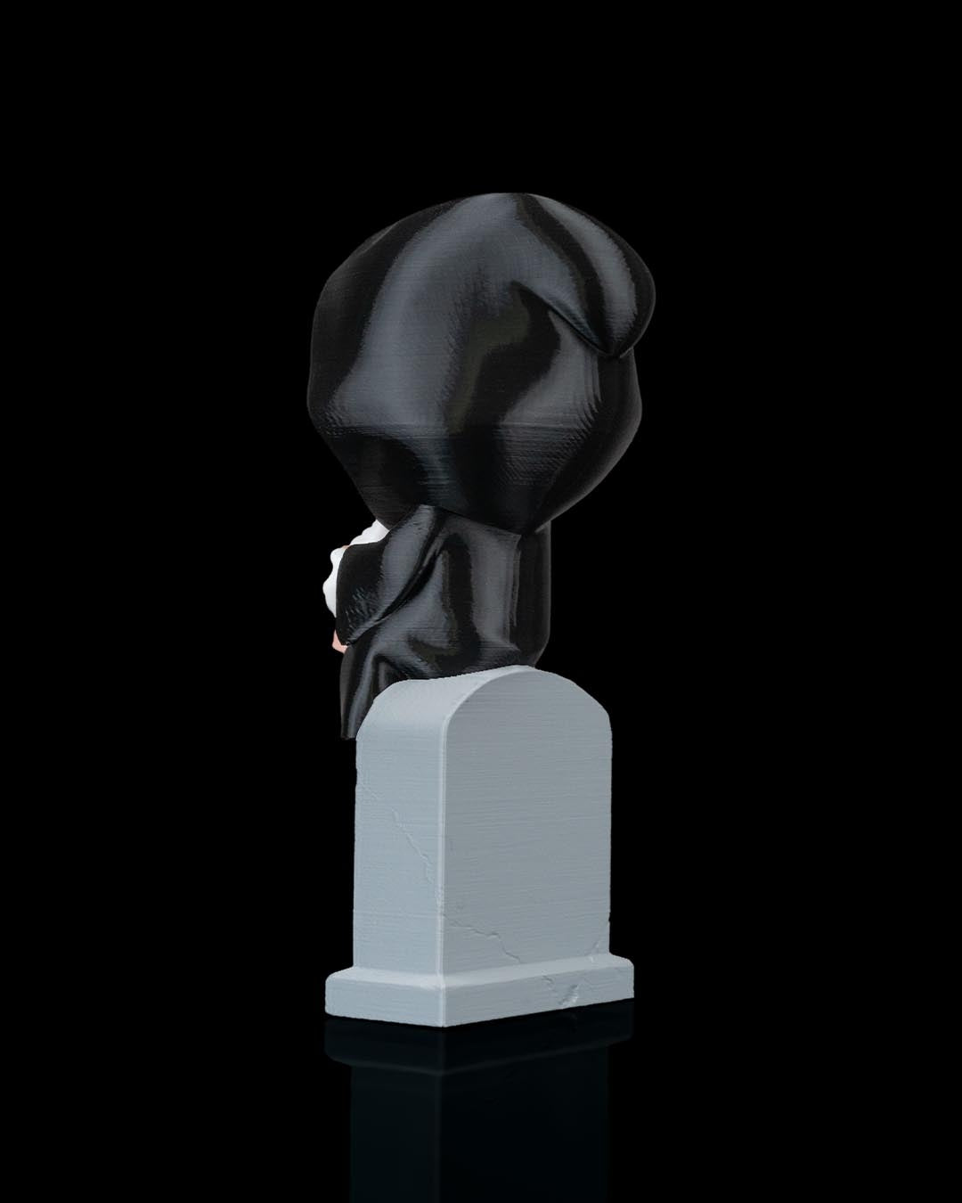 Sweet Rest Reaper Figurine – Grim Reaper on Tombstone with Drink | 3D Printed Halloween Collectible | Killer Holidays Collection