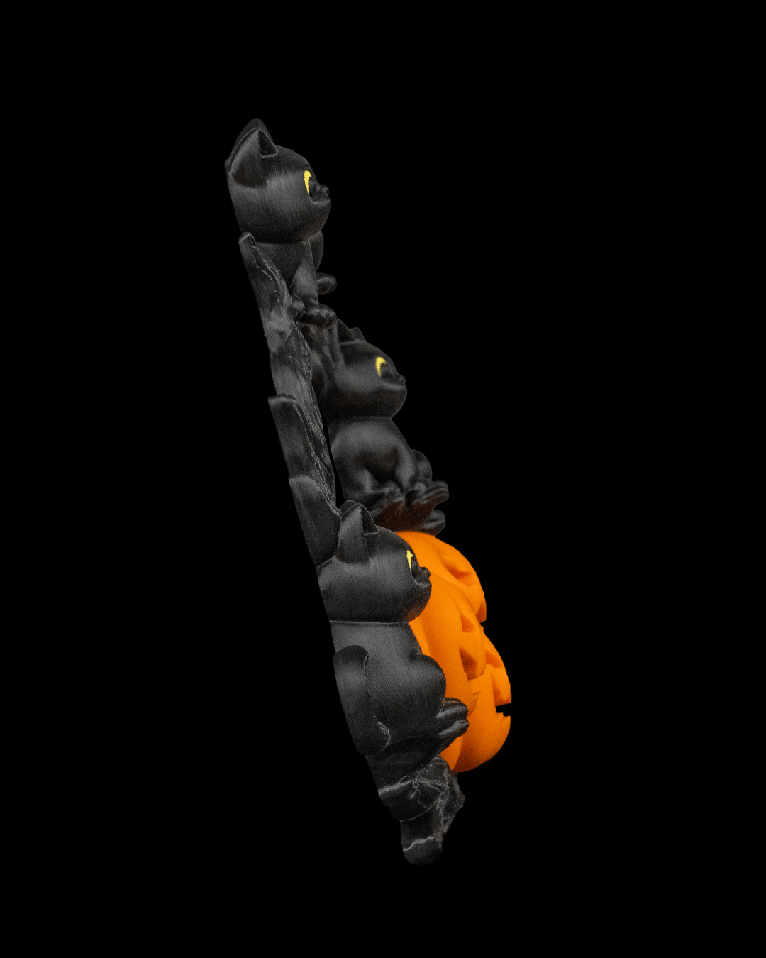 Pumpkin and Cat Halloween Wreath – The Cozy Patch | 3D Printed Spooky Door or Wall Décor | Black Cat & Jack-o’-Lantern Wreath