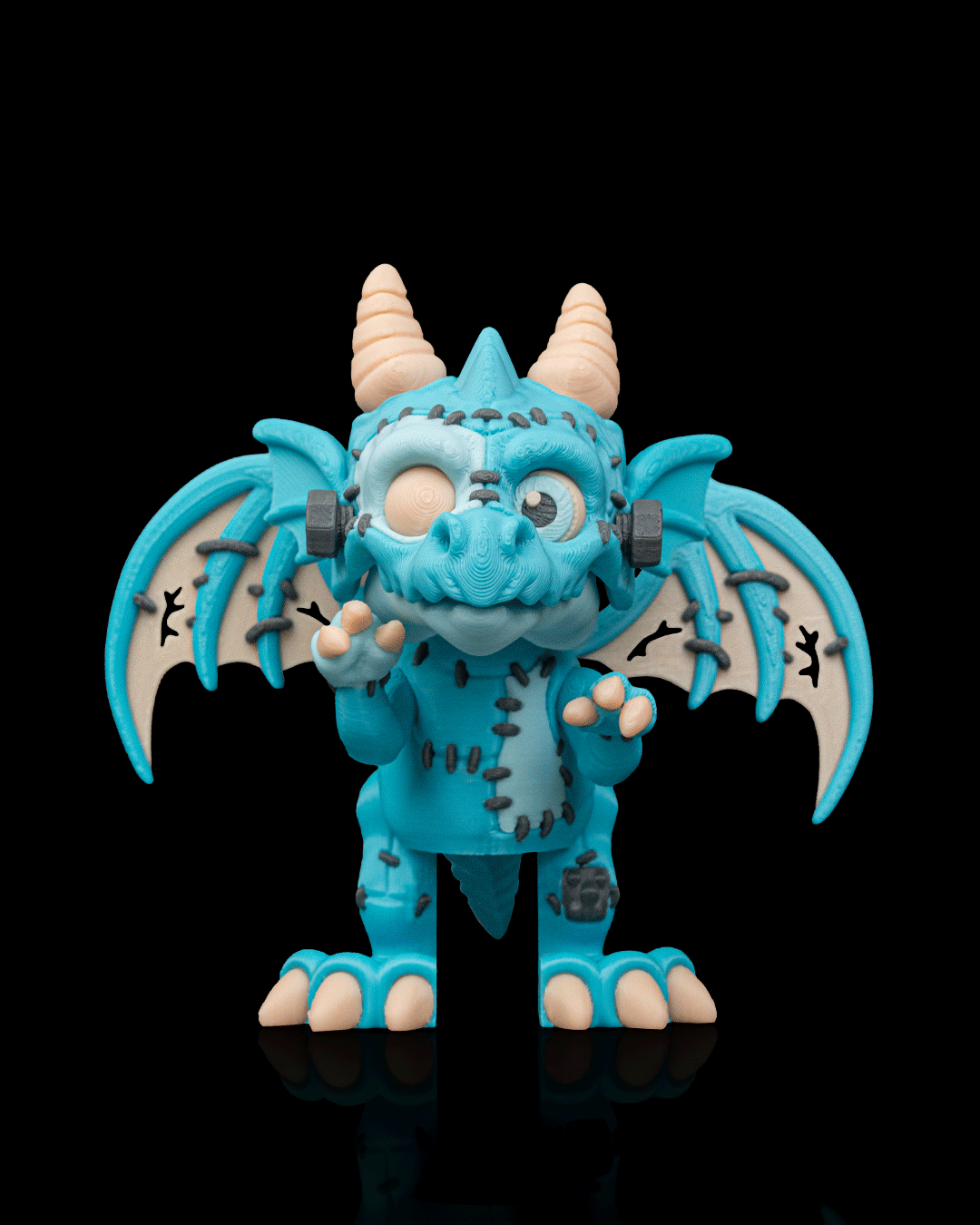 The Reassembled Dragon – Dracoween Collection | 3D Printed Frankenstein Dragon Figurine | Gothic Halloween Fantasy Collectible