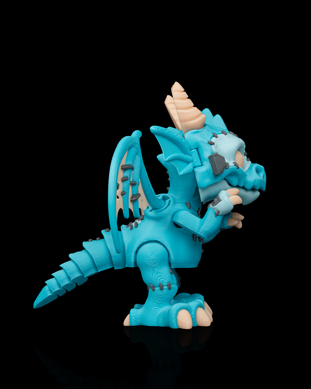 The Reassembled Dragon – Dracoween Collection | 3D Printed Frankenstein Dragon Figurine | Gothic Halloween Fantasy Collectible