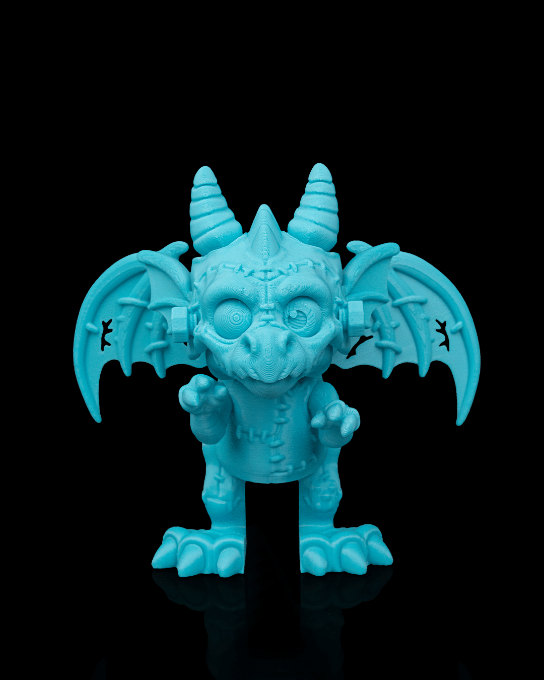 The Reassembled Dragon – Dracoween Collection | 3D Printed Frankenstein Dragon Figurine | Gothic Halloween Fantasy Collectible