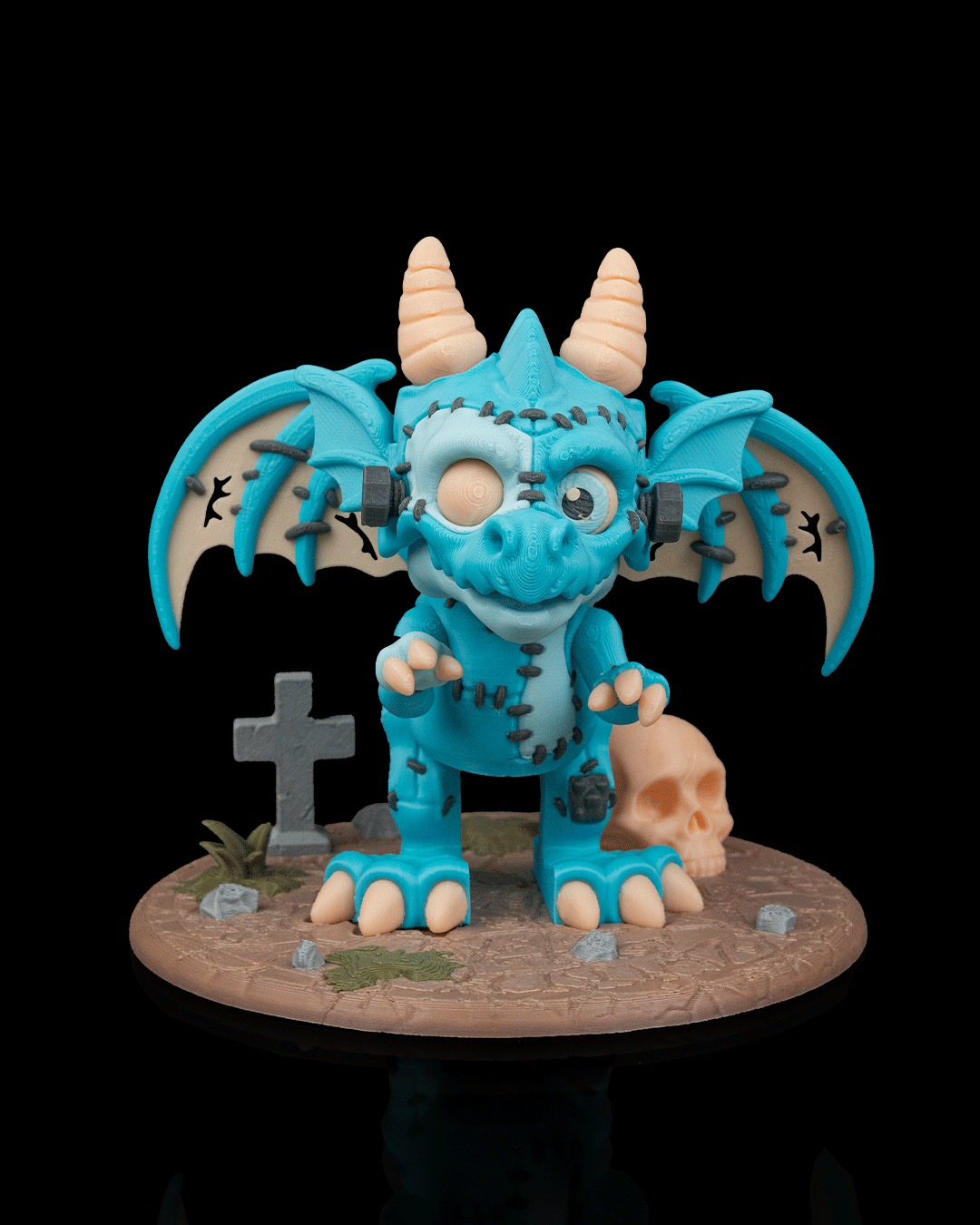 The Reassembled Dragon – Dracoween Collection | 3D Printed Frankenstein Dragon Figurine | Gothic Halloween Fantasy Collectible