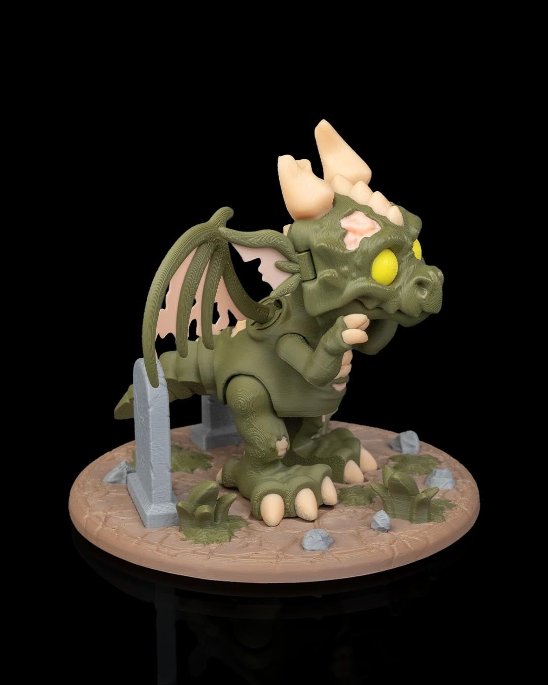 The Restless – Zombie Dragon Figurine | Dracoween Halloween Dragon Collectible | 3D Printed Undead Dragon Statue