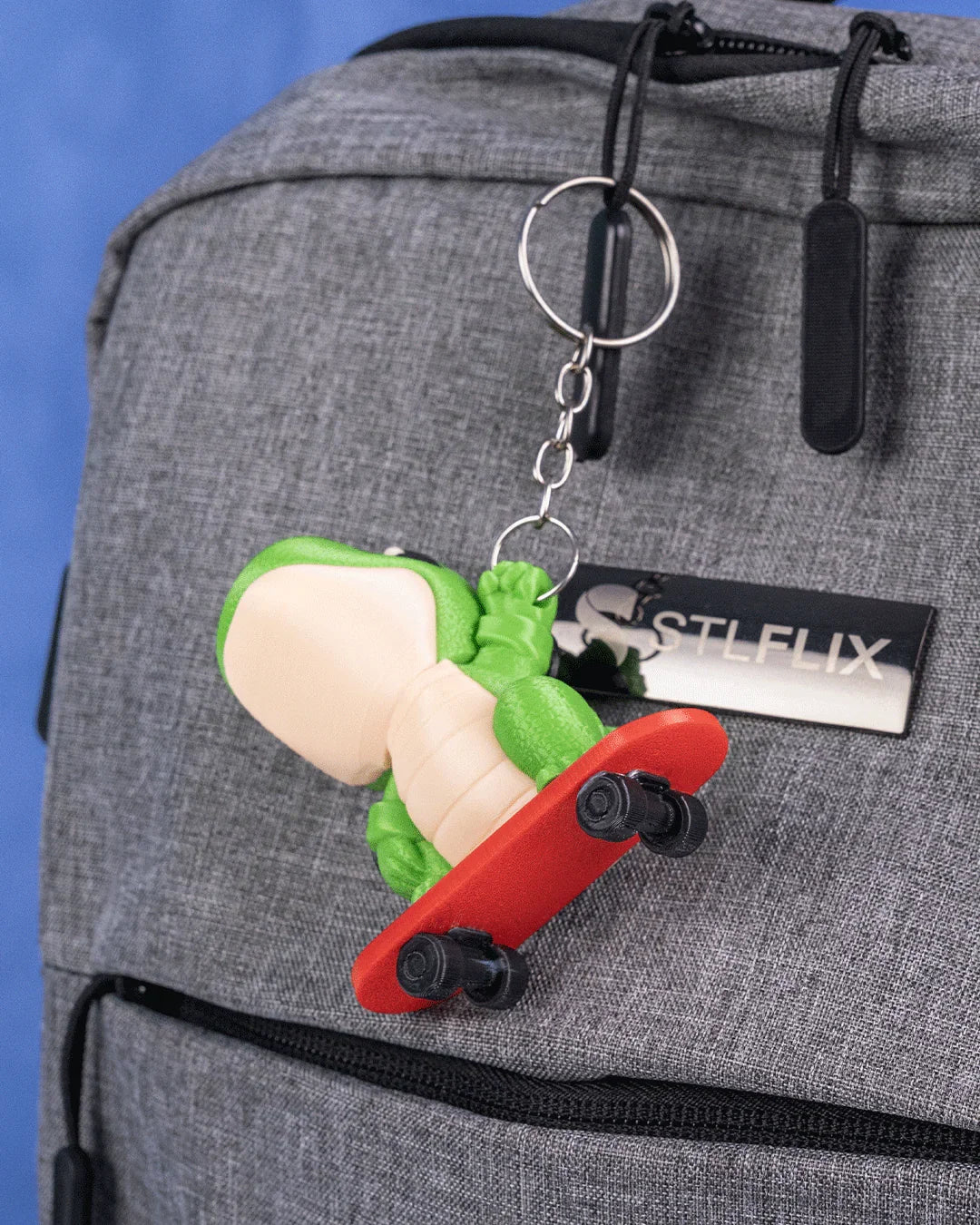 Skate-a-saurus Rex Keychain – Thrill-Seeking Dino Skater - Fusion Layer 3D