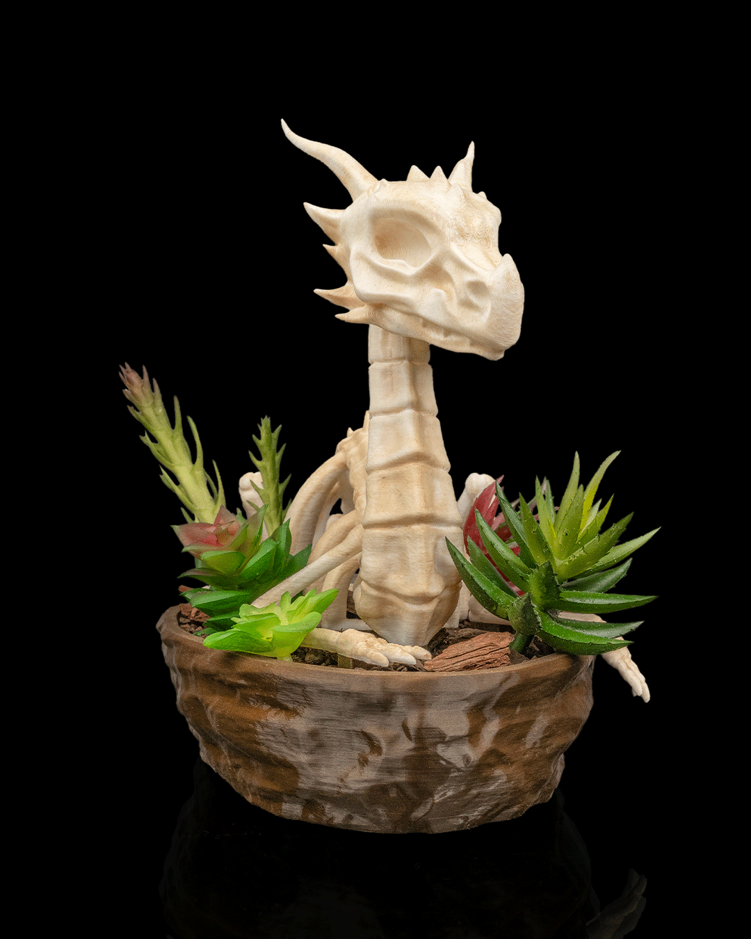 Verdant Remains Dragon Skull Planter – Fantasy Gothic Skeleton Pot | 3D Printed Mythical Home & Garden Décor