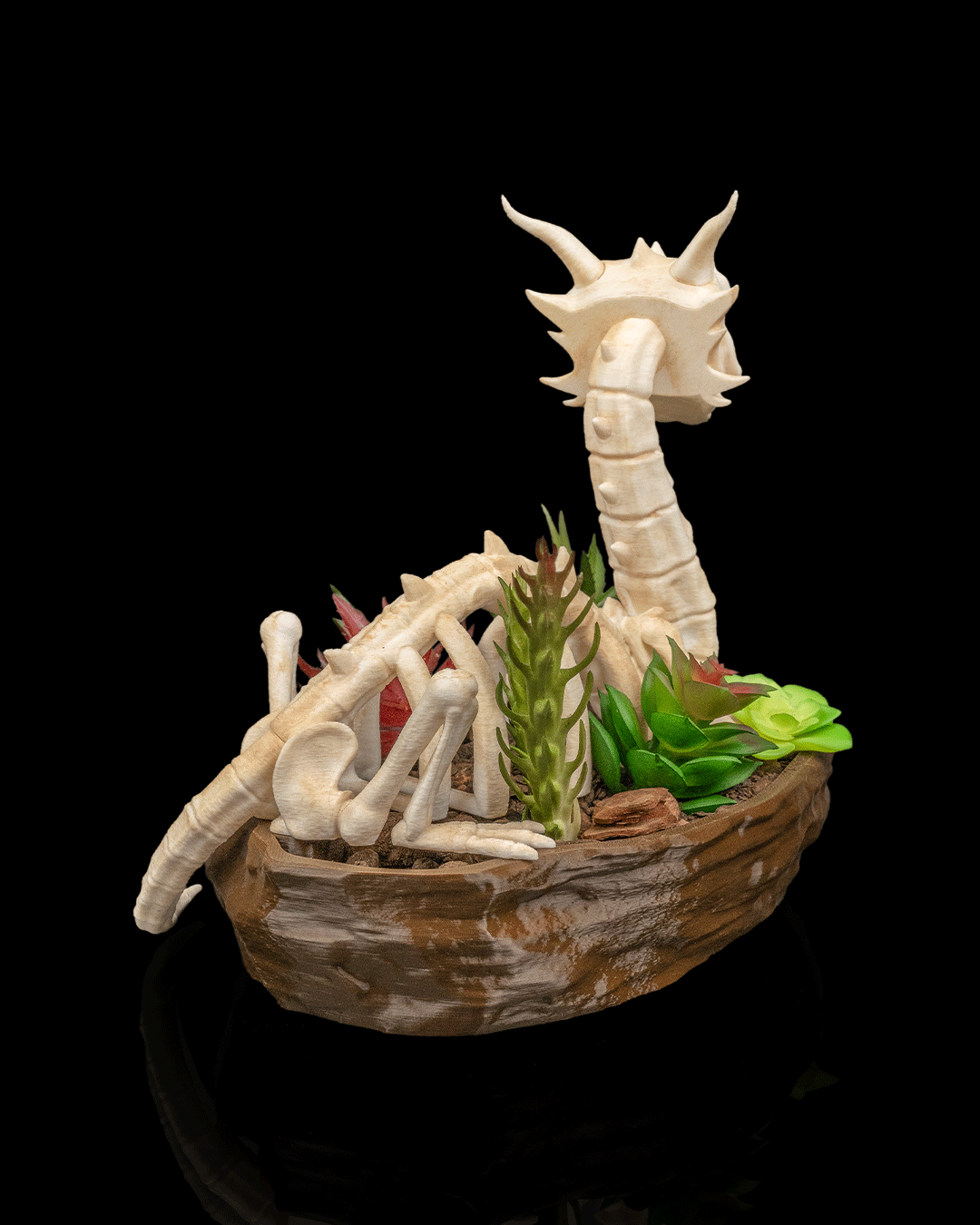 Verdant Remains Dragon Skull Planter – Fantasy Gothic Skeleton Pot | 3D Printed Mythical Home & Garden Décor
