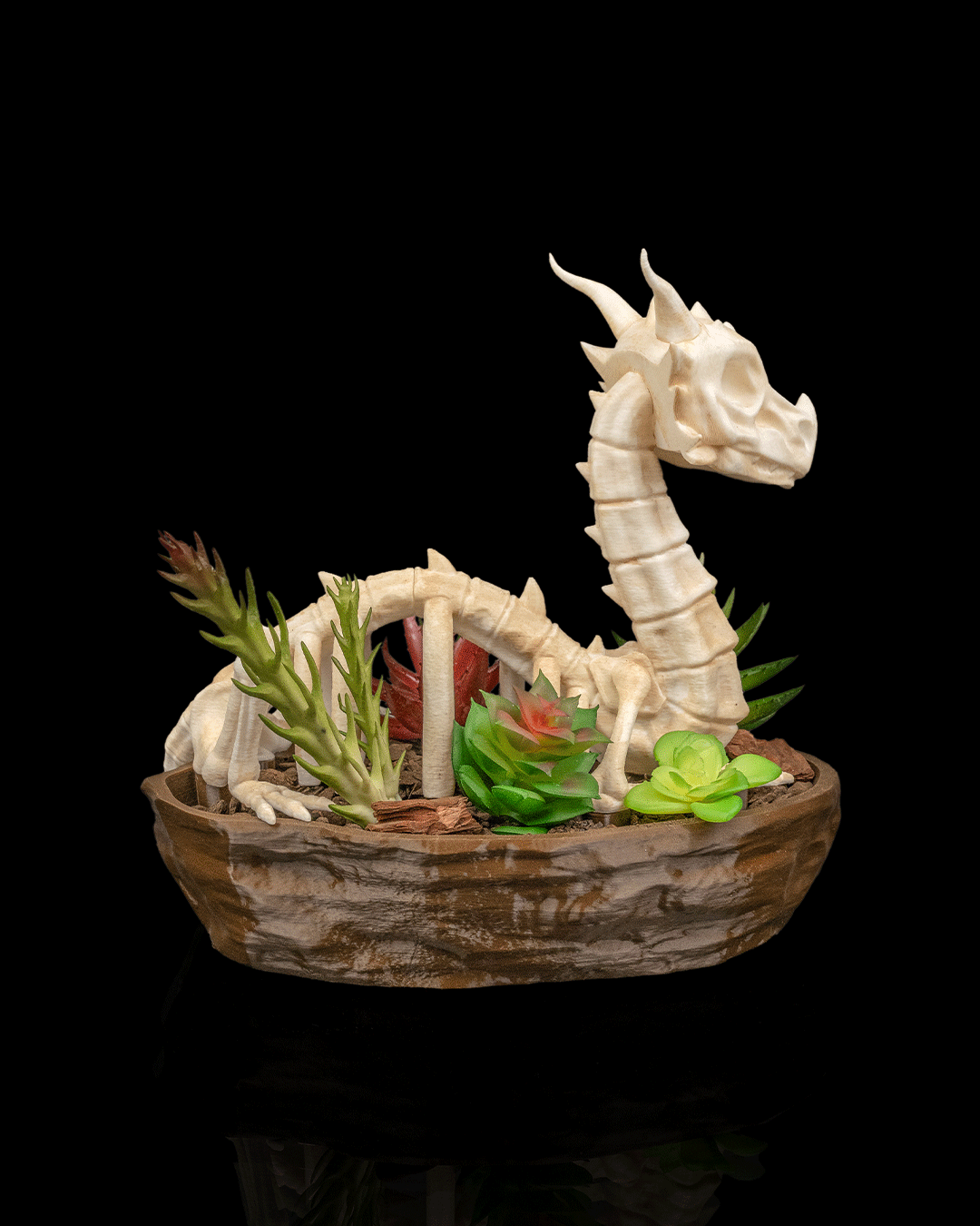 Verdant Remains Dragon Skull Planter – Fantasy Gothic Skeleton Pot | 3D Printed Mythical Home & Garden Décor