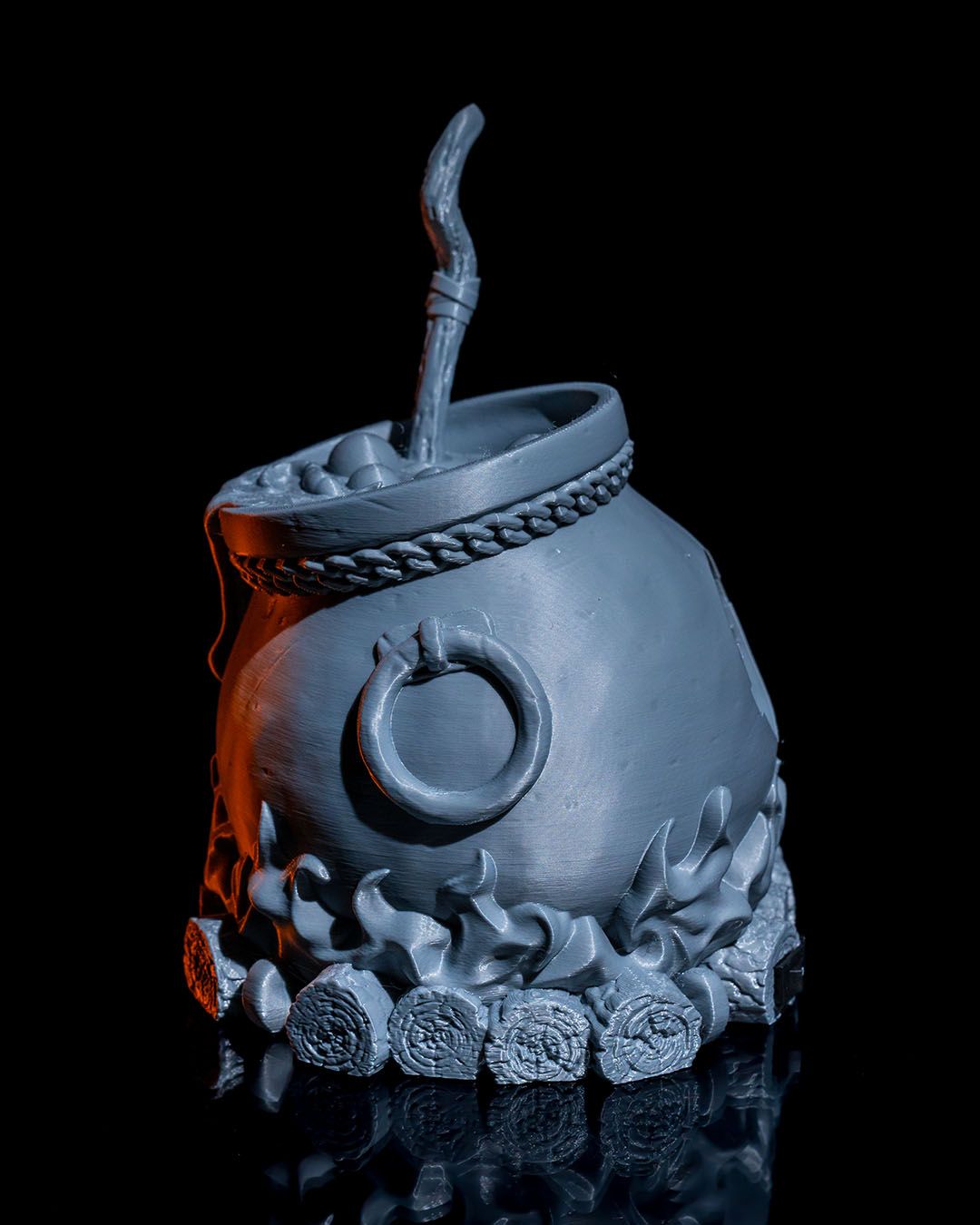 Witch’s Cauldron Halloween Light – Bubbling Cauldron Lamp with Bat Projection | 3D Printed Spooky Party Décor Centerpiece