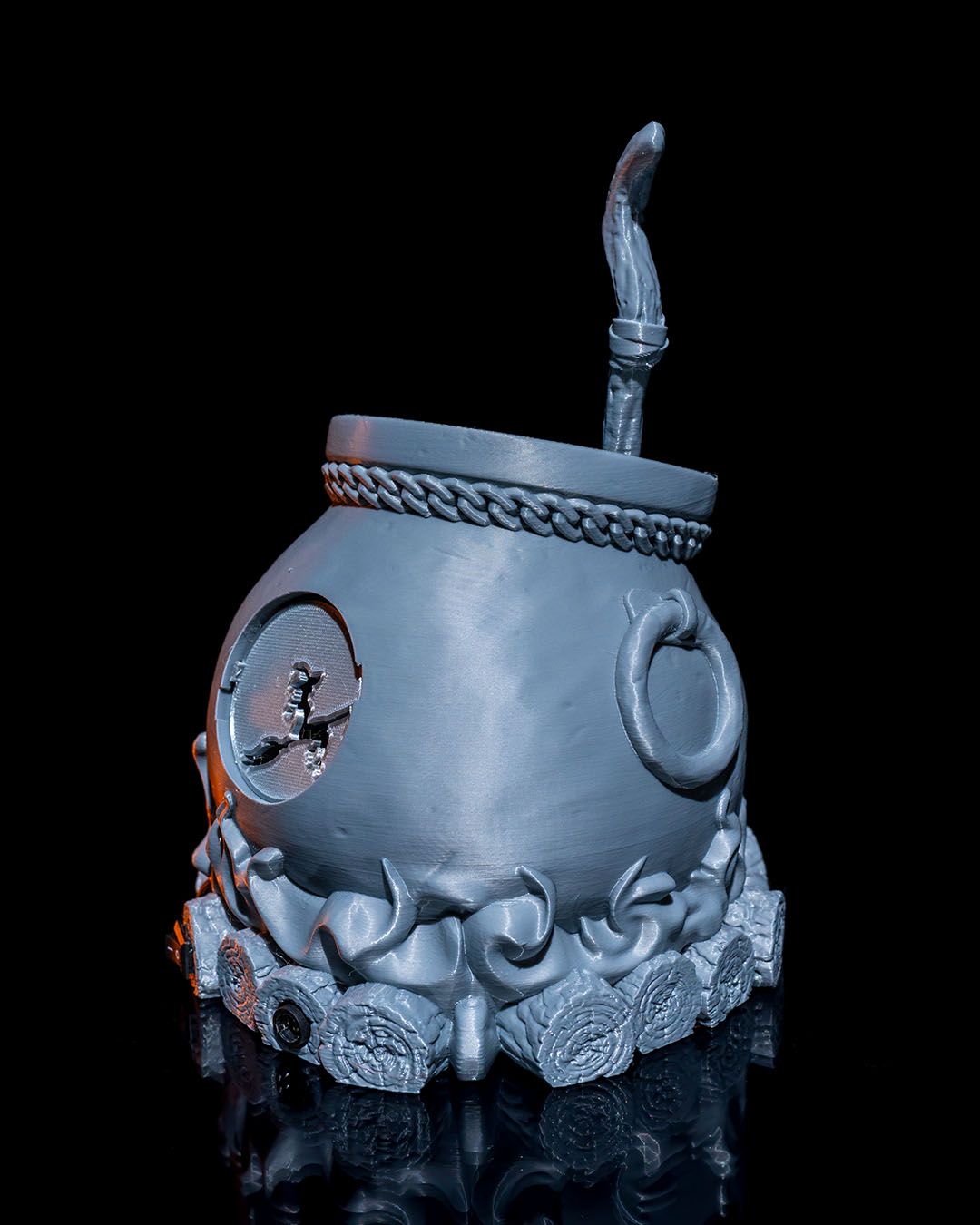 Witch’s Cauldron Halloween Light – Bubbling Cauldron Lamp with Bat Projection | 3D Printed Spooky Party Décor Centerpiece