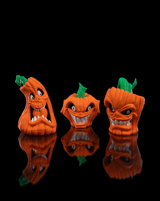Evil Pumpkin Figurines – 3 Styles Creepy Jack O’ Lanterns | Halloween Pumpkin Decor | 3D Printed Spooky Pumpkins (4.5 Inches)