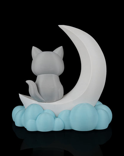 Moonlight Kitty Night Light Cat on Crescent Moon LED Lamp