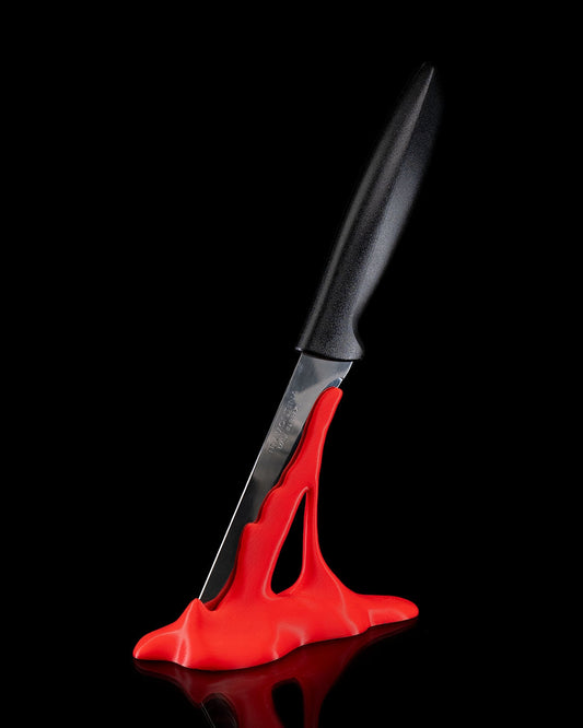 Bloody Knife Holder Stand – Horror Kitchen Decor | Creepy Halloween Prop | 3D Printed Bloody Drip Knife Stand for Scary Party