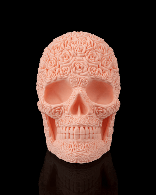 Bloom of Doom Rose Skull – Gothic Skull with Roses | 3D Printed Halloween Decoration | Dark Romantic Spooky Home Décor