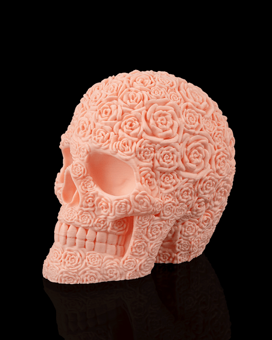 Bloom of Doom Rose Skull – Gothic Skull with Roses | 3D Printed Halloween Decoration | Dark Romantic Spooky Home Décor