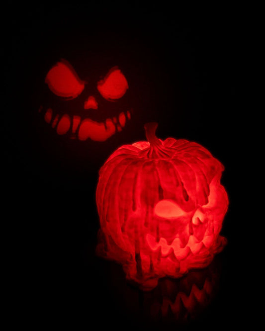 Carved Pumpkin Halloween Light – Creepy Jack-o’-Lantern Lamp | 3D Printed Spooky Pumpkin Décor with Glowing Projection