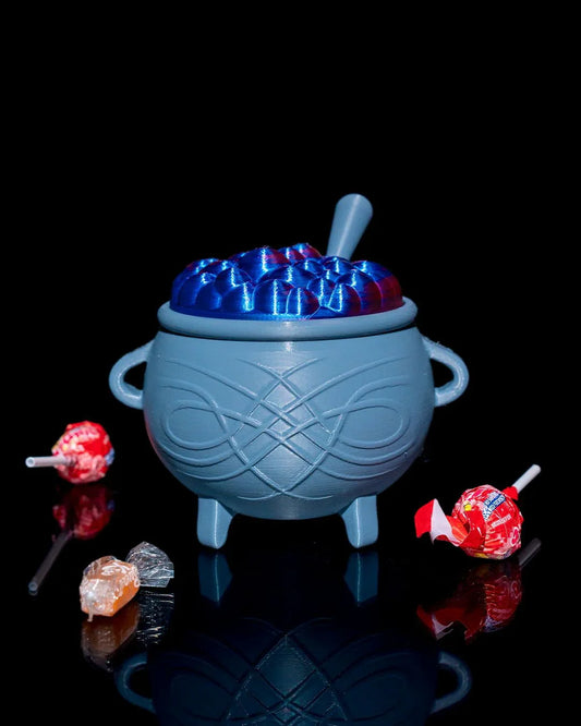 Mini Cauldron Candy Bucket – 3D Printed Witch Pot with Bubble Lid - Fusion Layer 3D