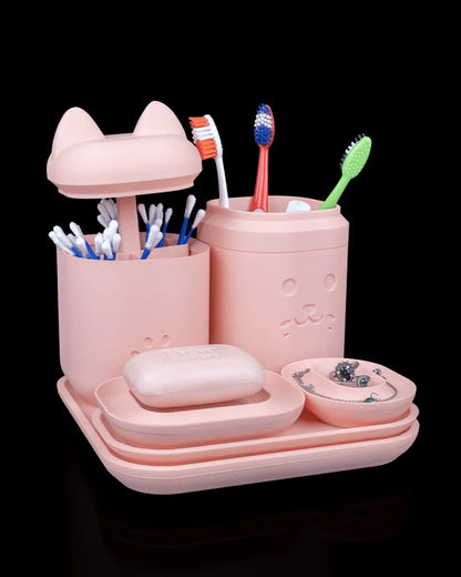 Clean Kitty – Complete Bath Organizer Set with Purrfect Charm - Fusion Layer 3D