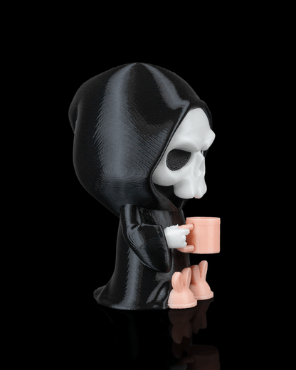 Coffin Break Reaper Figurine – Cute Grim Reaper Halloween Collectible | 3D Printed Spooky Desk Toy | Killer Holidays Collection