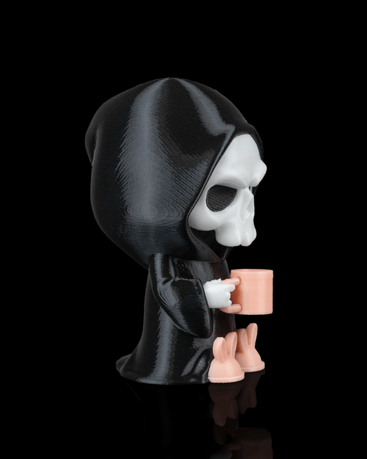 Coffin Break Reaper Figurine – Cute Grim Reaper Halloween Collectible | 3D Printed Spooky Desk Toy | Killer Holidays Collection