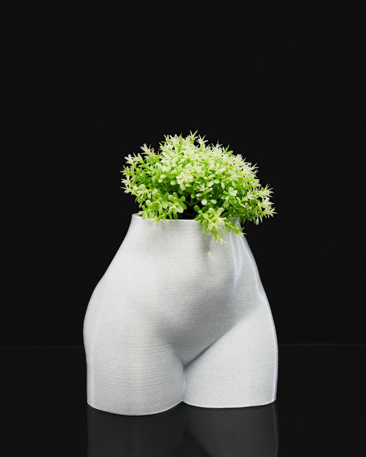 Female Body Planter – 3D Printed Nude Woman Plant Pot | Adult Novelty Planter (6") in Black or White