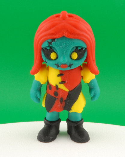 Sally Figure – Nightmare Before Christmas Articulated Collectible | 3D Printed Horror Toy | Sally Keychain or Halloween Figurine