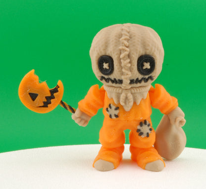 Sam Figure – Trick ’r Treat Articulated Collectible | 3D Printed Horror Movie Toy | Creepy Halloween Sam Keychain or Figurine