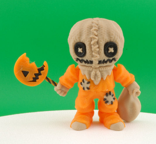 Sam Figure – Trick ’r Treat Articulated Collectible | 3D Printed Horror Movie Toy | Creepy Halloween Sam Keychain or Figurine