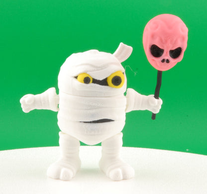 Mummy Figure – Articulated Halloween Monster Collectible | 3D Printed Horror Figurine | Creepy Mummy Keychain with Skull Staff