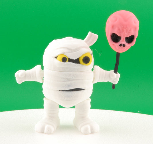 Mummy Figure – Articulated Halloween Monster Collectible | 3D Printed Horror Figurine | Creepy Mummy Keychain with Skull Staff