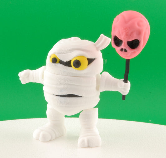 Mummy Figure – Articulated Halloween Monster Collectible | 3D Printed Horror Figurine | Creepy Mummy Keychain with Skull Staff