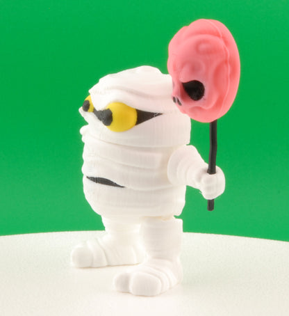 Mummy Figure – Articulated Halloween Monster Collectible | 3D Printed Horror Figurine | Creepy Mummy Keychain with Skull Staff