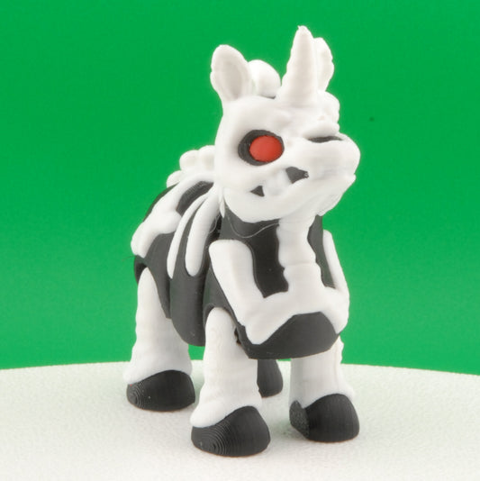 Skeleton Unicorn – Articulated Halloween Figure | 3D Printed Fantasy Horror Collectible | Creepy Unicorn Keychain or Figurine