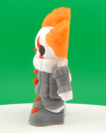 Pennywise Figure – IT 2017 Articulated Horror Collectible | 3D Printed Creepy Clown Toy | Pennywise Keychain with Balloon