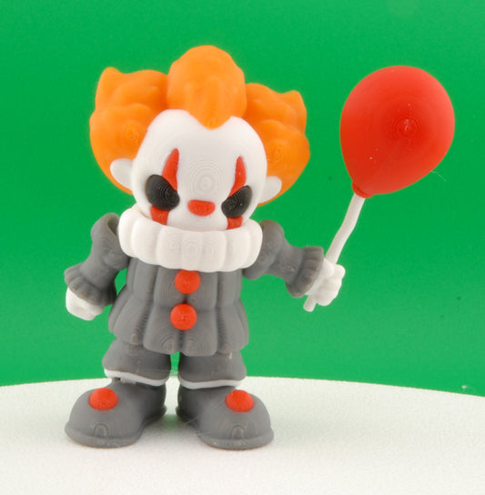 Pennywise Figure – IT 2017 Articulated Horror Collectible | 3D Printed Creepy Clown Toy | Pennywise Keychain with Balloon