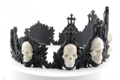 Crown of the Damned – Gothic Skull Crown | 3D Printed Halloween Costume Prop | Horror Cosplay Crown in Small, Medium, Large Sizes