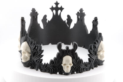 Crown of the Damned – Gothic Skull Crown | 3D Printed Halloween Costume Prop | Horror Cosplay Crown in Small, Medium, Large Sizes