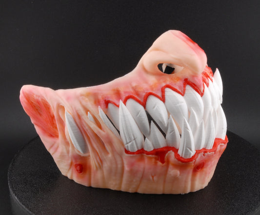 Savage Smile Mask – Creepy Teeth Horror Halloween Mask | 3D Printed Scary Costume Prop | Terrifying Monster Mask (3 Sizes)